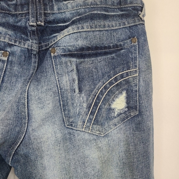 American Rag Woman's Distressed Junior's Denim Blue Jeans, Size: 11 Color: Blue - Picture 12 of 16